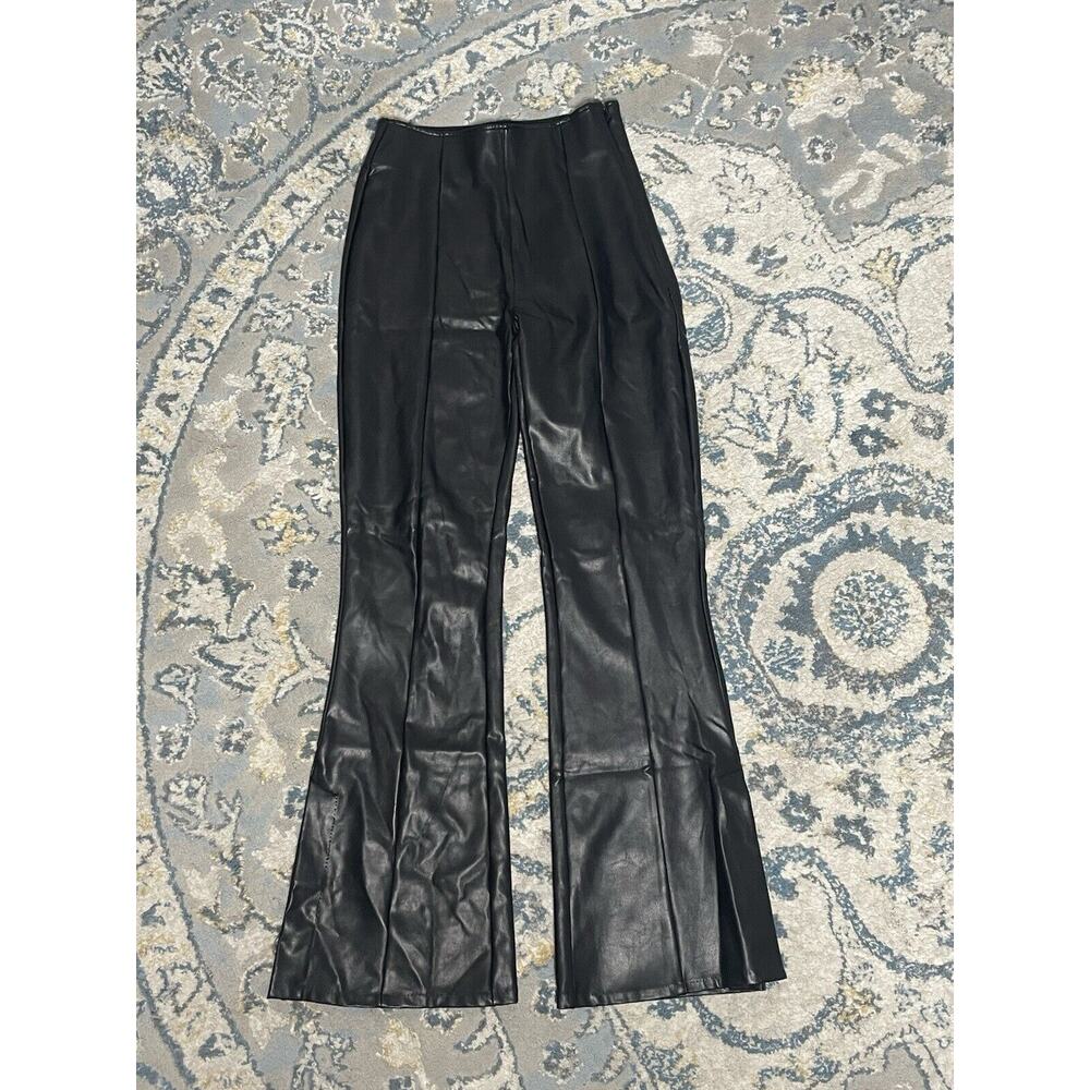 Abercrombie & Fitch Pants Black Faux Leather High Rise Split Hem Women’s XS